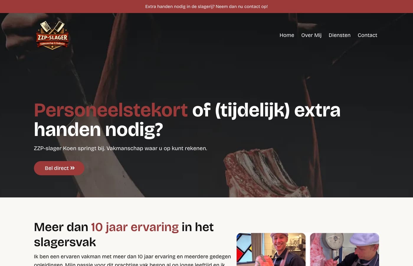 Website van De ZZP Slager