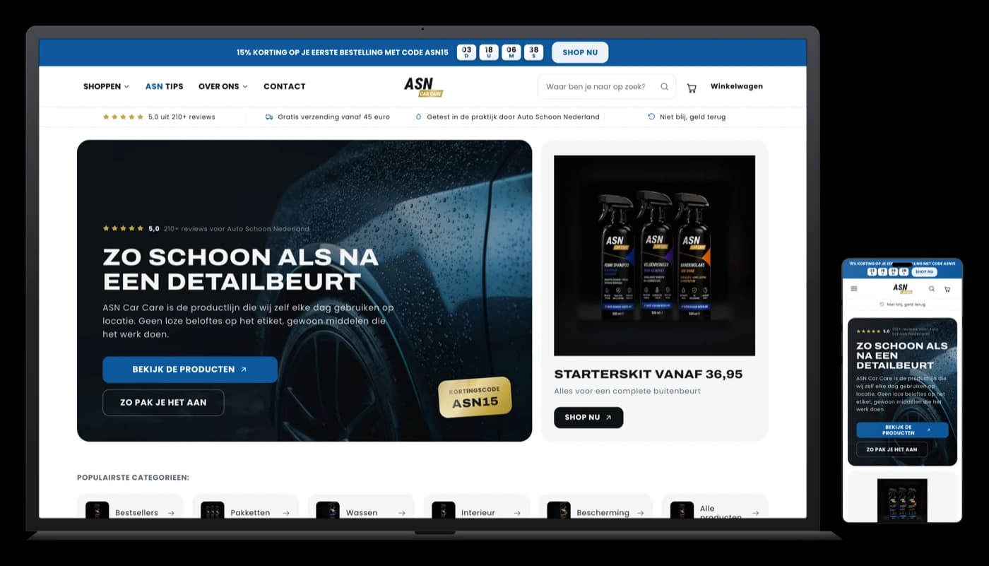 ASN Car Care op laptop en mobiel