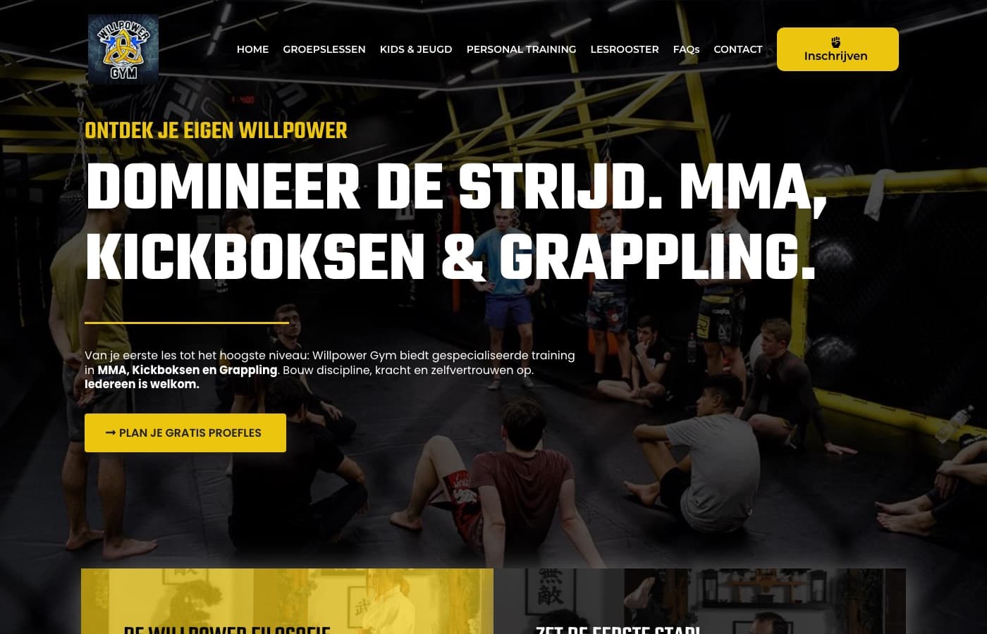 Website van Willpower Gym